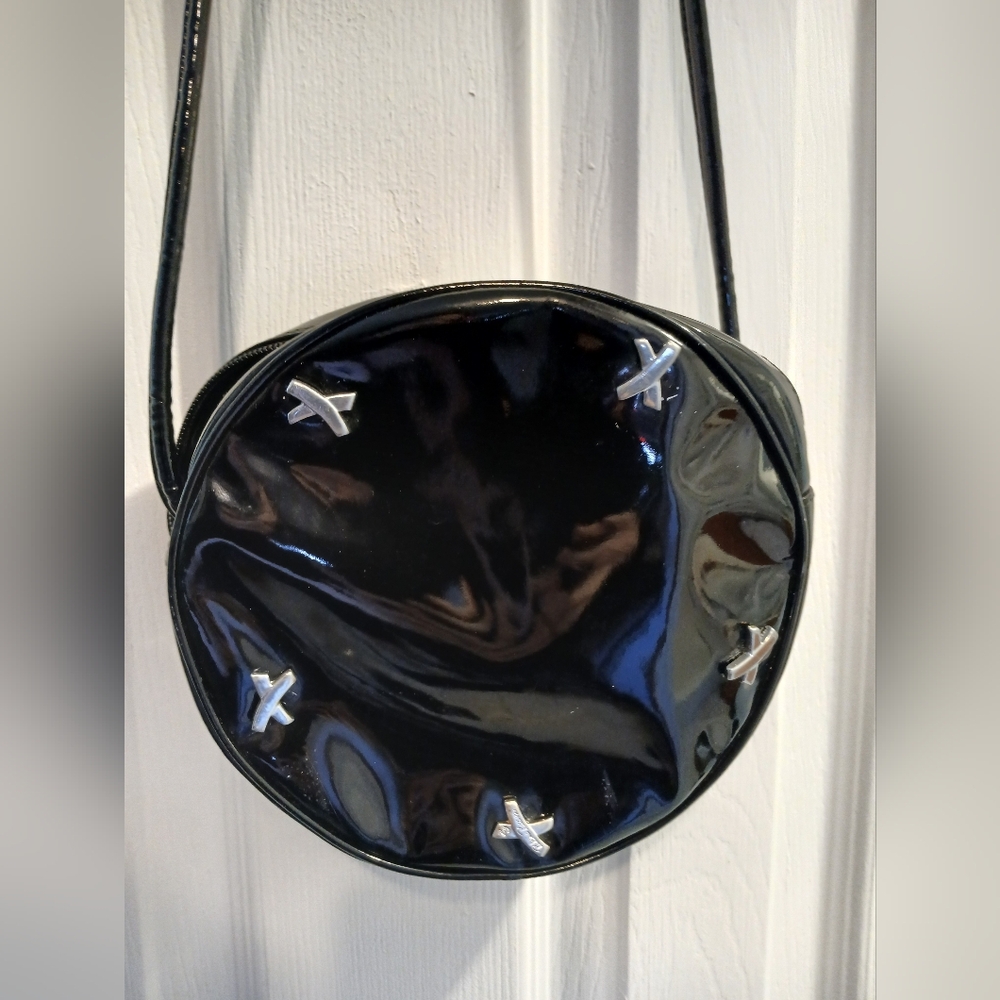 Paloma Picasso Vintage Black Round Patent Leather Crossbody Purse